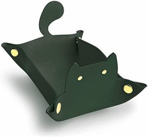 WOWTAC レザー トレイ 猫 小物入れ 折り畳み 収納トレー アクセサリー 鍵 時計 指輪 メガネ 収納 ケース ボックス 革 ネコ 猫グッズ 雑貨