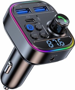 【2023新登場】 FMトランスミッター Bluetooth5.3 車載FMトランスミッター PD 30W+QC3.0急速充電 車載充電器 ハンズフリー通話 Bluetooth
