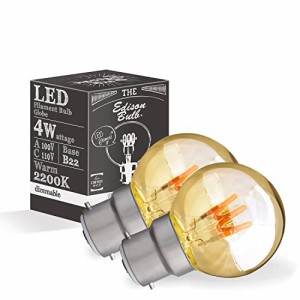 【2個セット】B22 調光器対応 エジソンバルブ LED電球 バヨネット式 (スパイラルミニGLOBEゴールド) ×2個セット エジソン電球 イギリス