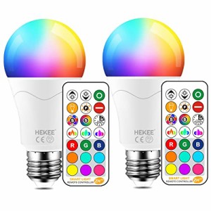 HEKEE LED電球 口金直径26mm 調色 100形相当 1200LM リモコン 変更電球 RGB +電球色2700K E26 (2個セット)