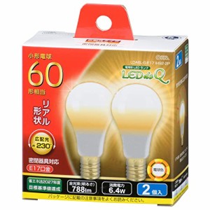 OHM LED電球 小形 E17 60形相当 電球色 2個入 LDA6L-G-E17IH92-2