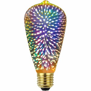 TIANFANエジソン電球花火3D LED電球AC85-265V装飾電球ST64テーブルランプ電球シーリングライト電球ナイト電球 (銀)
