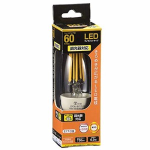 LED電球 フィラメント シャンデリア E17 60相当 6W 電球色 クリア 調光器対応 LDC6L-E17/D C6 06-3487