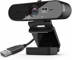 WEB カメラ, 2K 2560x1440Pプロhdステレオマイク付きウェブカメラ,110°広角,プライバシーカバー三脚,会議用,ライブストリーミング,録音,