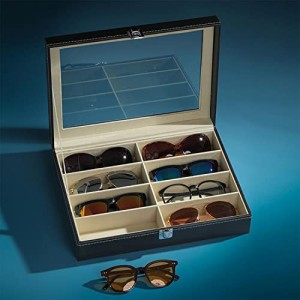 コレクションケース メガネケース サングラスケース メガネ置き 眼鏡ボックス おしゃれ PU 8本 ブラック IDEA PLAZA