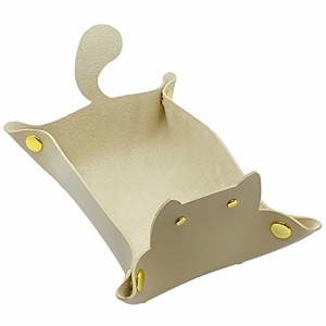 [Cicogna] レザー トレイ 猫 小物入れ 折り畳み 収納トレー アクセサリー 鍵 時計 指輪 メガネ 収納 ケース ボックス 革 ネコ 猫グッズ 
