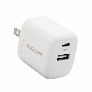 エレコム USB-C 充電器 USB PD対応 30W 2ポート (Type-C + USB-A) 小型 軽量 [PD3.0対応/Gan採用/折りたたみ式プラグ] 【iPhone/iPad/Mac