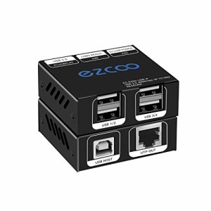 EZCOO USB 2.0 エクステンダ 165ft / 50m USB ハブ 経由 イーサネット Cat5e / Cat6、サポート Windows、MacOS、Android、Linux、4 USB 2