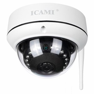 ICAMI 防犯カメラ HD 1080P ワイヤレス IP 監視カメラ SDカードスロット内臓で自動録画 WIFI対応 動体検知 アラーム機能 音声機能 暗視撮