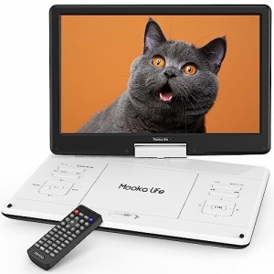 Mooka Life 14インチ ポータブル dvdプレーヤー 1366*768 大画面 細い画面枠 5000mAh大容量バッテリー 6時間連続再生 180°&270°角度調