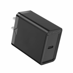 VENTION usb-c 高速充電器 TypeC 携帯充電器 PD20W 1ポート コンセント ホワイト ブラック acアダプタ (Black)