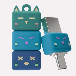 Bilious タイプc USB メモリ、2で1 OTG デュアルUSB 3.0 32G フラッシュドライブ、Jenna猫のデザインかわいいサムドライブ、防水&小型メ