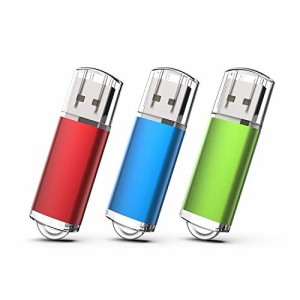 KEXIN USBメモリ・フラッシュドライブ 16GB 3個セット USB 2.0 USBメモリースティック キャップ式 データ転送 Windows PCに対応 （赤、青