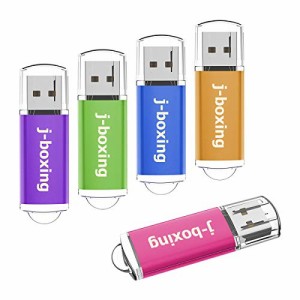 5個セット 4GB USBメモリ J-boxing キャップ式 USBフラッシュメモリ フラッシュドライブ USB 2.0スティック（五色：紫、緑、青、オレンジ