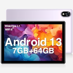 Purple DOOGEE U9 タブレット 10 インチ wi-fiモデル Android 13 タブレット PC 7GB RAM + 64GB ROM(1TB TF 拡張) 4コア 2.0 GHz CPU タ