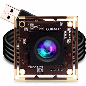 ELP 1600万画素 USBカメラ パソコン 小型 Webカメラ 広角 75度歪曲なしレンズ 4K USB カメラモジュール ソニーIMX298 Webかめら ウェブカ