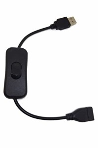 wumio スイッチ付き USBケーブル 長さ30cm USB電源 オンオフ 切り替え USB延長ケーブル LEDライト 充電ケーブル 扇風機 スイッチ付きUSB