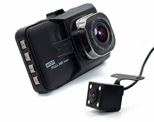 ドライブレコーダー 前後 Wカメラ搭載 IPS液晶 フルHD 1080P 120度 Gセンサー 日本語説明書 前後同時録画 バックカメラ ドラレコ