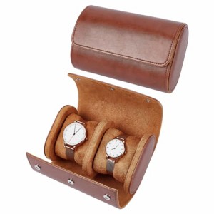 PH PandaHall 2本用 腕時計ケース 腕時計収納ボックス PUレザーケース 腕時計ロール 携帯用時計ケース 持運び ほこり保護ケース ウォッチ