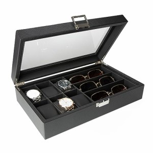 Calife 高級時計ケース 眼鏡・サングラス収納ボックス 腕時計6本 サングラス3本 収納ボックス コレクションケース ジュエリーボックス カ