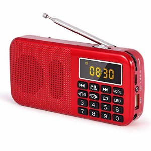 J-725 携帯 ラジオ 充電式 ワイドfm（FMのみ対応 ラジオ ポータブル ミニデジタルラジオ ワイドFM SD USB MP3 懐中電灯付き、目覚まし時