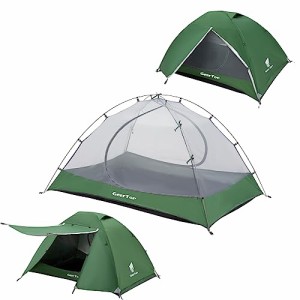 Geer Top テント 2人用 ソロキャンプ テント 前室付き 軽量 ドームテント 防水 二重層 通気 UVカット コンパクト 簡単設営 アウトドア バ
