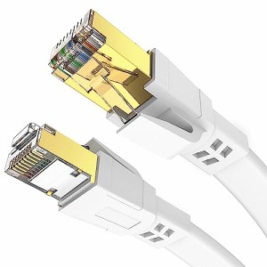 LANケーブル 10m CAT8 Soohut フラット LANケーブル 40Gbps/2000MHzランケーブル RJ45 コネクタ インターネット 有線ケーブル （ホワイト