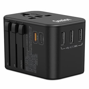 変換プラグ 海外電源変換アダプタ 35W PD 3.0急速充電, 6台同時充電 3つUSB-Aと2つUSB-Cポート付きと1*ACコンセント,iPad、iPhone、Andro