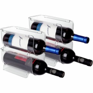 Riblind ワインラック 冷蔵庫用 積み重ね式 ワイン シャンパン ボトル ホルダー スタンド 収納 ケース おしゃれ 衛生的 省スペース 4個セ