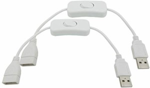 オーディオファン USB TypeA オスメス 延長ケーブル オン/オフスイッチ付き データ通信不可 ホワイト 2個セット