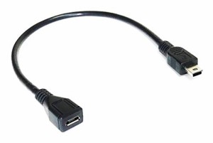 Access 【 15cm 】Micro USB2.0 延長 変換ケーブル マイクロUSB メス から ミニ USB オス データ転送&充電 EM21-2A