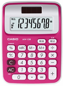 カシオ カラフル電卓 ミニジャストタイプ 8桁 MW-C8B-RD-N ルージュピンク