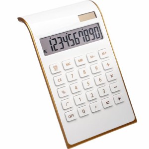 AZNABLE 電卓 おしゃれ 白 黒 ゴールド かわいい 薄型 10桁 ソーラー シンプル (ホワイト)