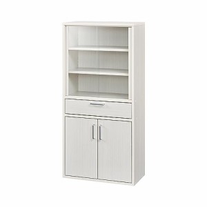 白井産業(Shirai) 食器棚 カップボード キッチン収納 ガラスキャビネット 一人暮らしの部屋や狭いスペースにぴったりサイズ ホワイト 白