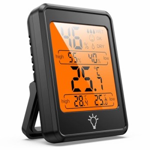 ググスナット 温湿度計 温度計室内 LCDバックライト付き コンパクト湿度計 1パック デジタル 温度湿度計ブラック