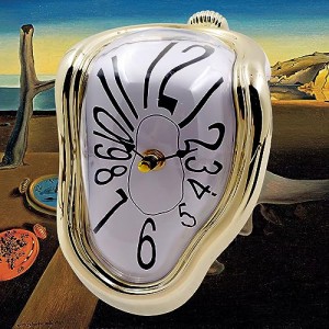 FAREVER Melting Clock, Salvador Dali WatchMelted Clock for Decorative Home office Shelf DeskTable Funny Creative Gift,A