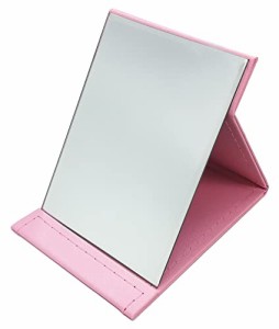 富士スカイ 鏡 卓上 手鏡 折りたたみ カバー材質に自信アリ！ Mサイズ(21.2 × 15.3cm) ピンク