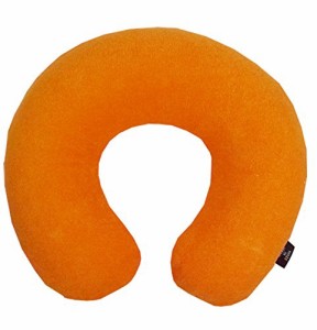 女性 こども 用 コットン タオル地 カバーが 気持ちいい トラベル ミニ ネックピロー オレンジ