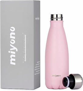 Miyono 350ml 水筒 軽量 ポータブル 魔法瓶 ステンレスボトル 保温 保冷 真空断熱 漏れ防止 炭酸OK 直飲み 小さい 持ち運び マグボトル 