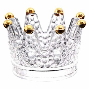 [SENYON] 王冠 アロマキャンドル 灰皿 アクセサリー 小物入れ ガラス (ゴールド＆クリア)