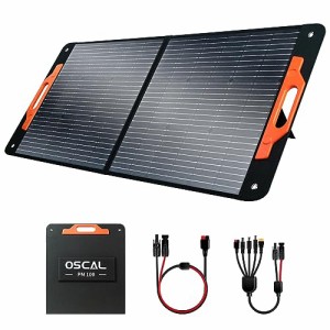 OSCAL ソーラーパネル 100W 20V 折りたたみ式 ソーラーチャージャーType-C QC3.0 スマホ充電 23%高効率 単結晶 MC4ケーブル付き IP67防水