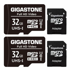 Gigastone マイクロSDカード 32GB 2個セット Micro SD card SDアダプタ付き U1 C10 SDHC 90MB/S Full HD 撮影