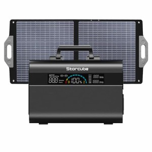 STORCUBE ポータブル電源 ソーラーパネル セット リン酸鉄 大容量896Wh AC(1000W サージ2000W)出力 急速充電 純正弦波 MPPT制御 ポータブ