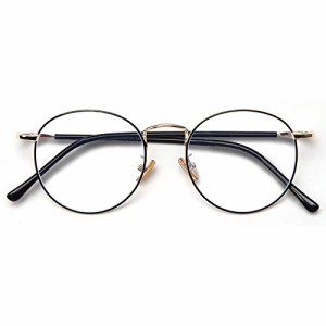 [Dollger] ブルーライトカットメガネ 伊達メガネ uvカット 度なし 15g超軽量 メガネ 透明レンズ 丸い眼鏡 男女兼用