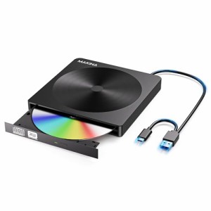 【2023年新式デザイン】マキナ MAKINA DVD/CDドライブ 外付け CD模様デザイン USB3.2(Gen1)/3.0&Type-C Windows/Linux/Mac OS 内蔵ケーブ