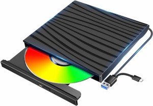 外付けDVDドライブ 極静音 CD DVDドライブ 外付け 極静音 USB3.0&タイプC両用 光学ドライブ 読み出し&書き込み可能 外付けCDドライブ DVD
