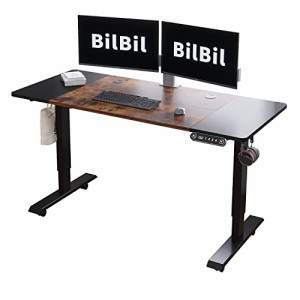 BilBil 昇降式デスク パソコンラック 電動昇降式 机 140×60CM 電動式つくえ スタンディングデスク オフィスワークテーブル 高さ71-117CM