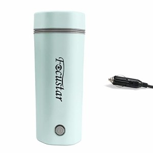 Focustar 電気ケトル 小型 12V/24V 車載 ケトル 電気 350ML トラベルケトル 自動OFF 空焚き防止 漏れない 湯沸かしポット 車中泊 カップ