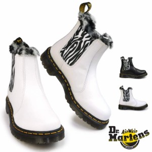 ドクターマーチン チェルシーブーツ 2976 LEONORE ゼブラ ファー ボア レディース ショート サイドゴア 正規品 Dr.Martens