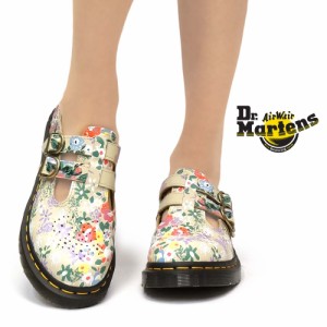 ドクターマーチン メリージェーン フラワー柄 レディース ツインストラップ Tバー レザーシューズ Dr.MARTENS MARY JANE FLORAL MASH UP 